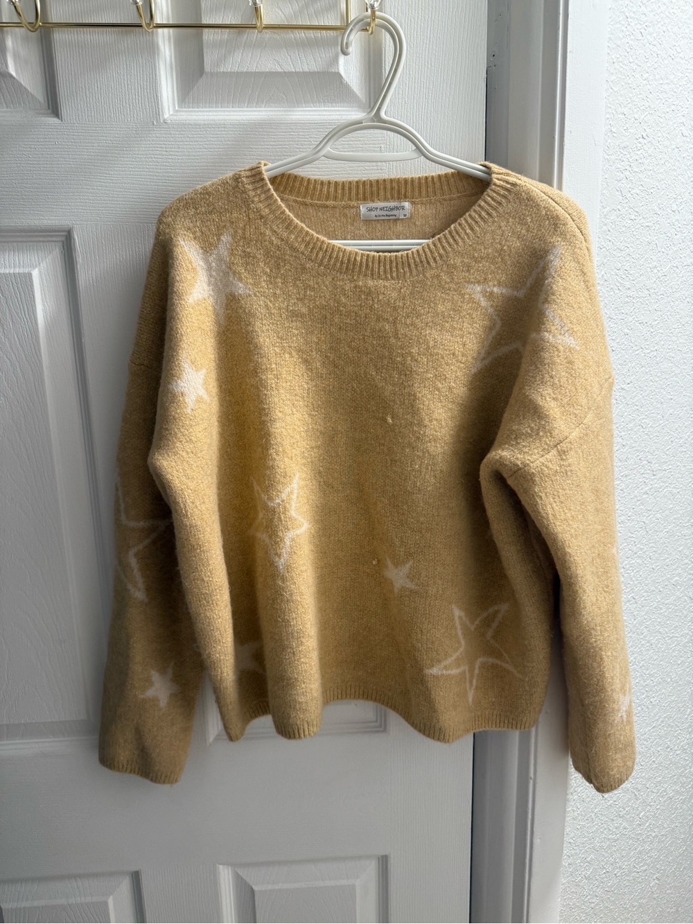 Star sweater yellow/beige and white